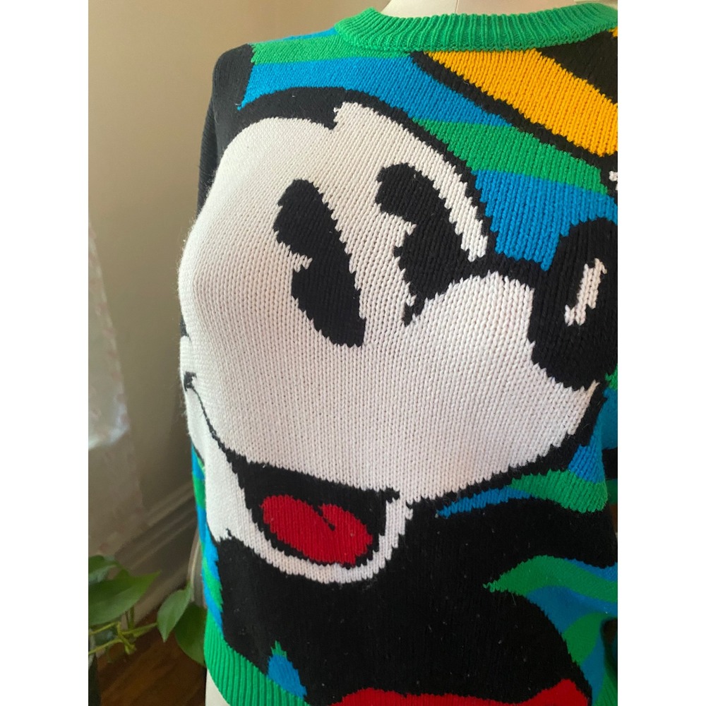 Vintage Mickey & Co Donnkenny Mickey Mouse Striped Knit Sweater Large 90s Retro - Picture 3 of 7